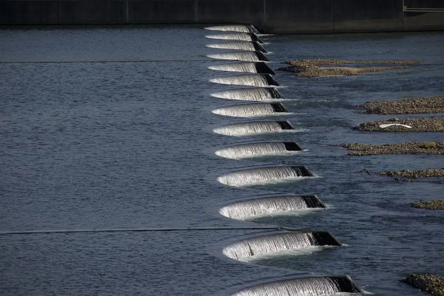 Dam gates discharging flood water