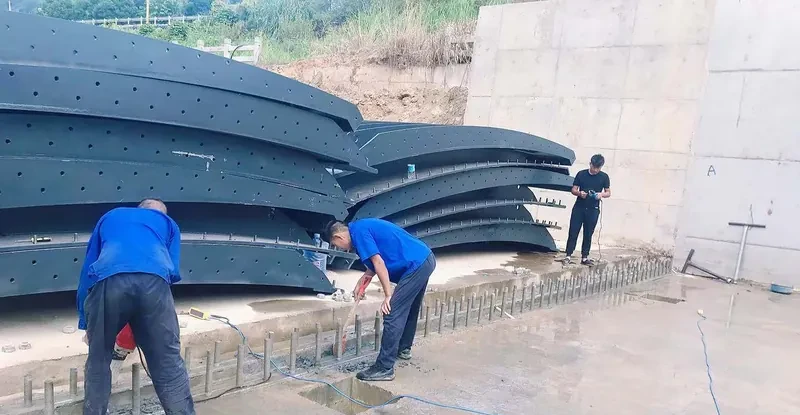 Dam foundation cleaned before bag installation