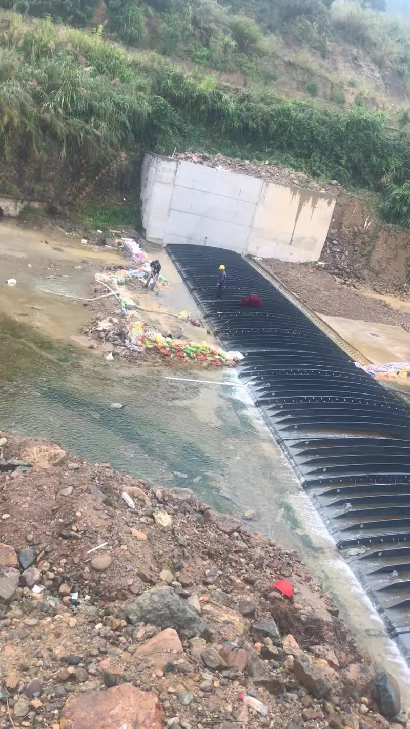 Completed air shield dam installation