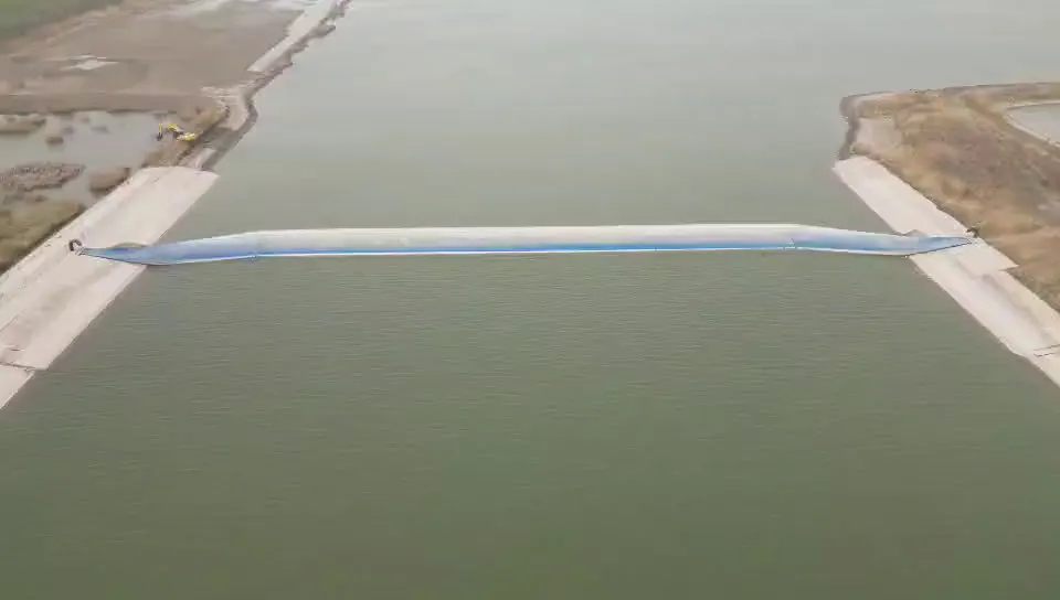 Aerial view of a completed rubber dam project
